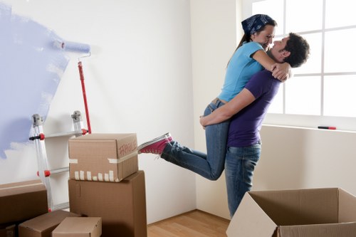 Securely arranged cargo inside a moving van