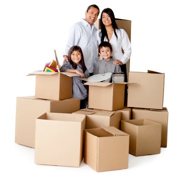 Packed moving boxes and furniture prepared for same day removals